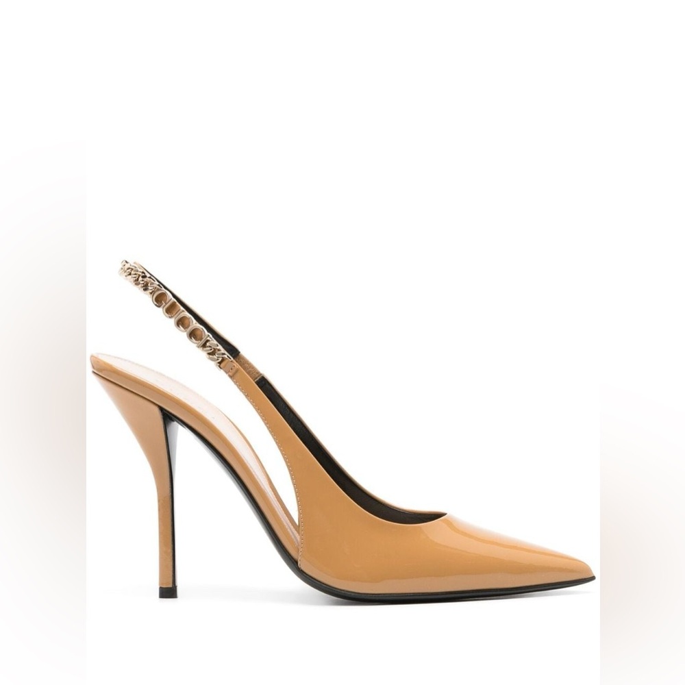 Gucci Charlotte Signoria Sand Slingback Heels 37.5